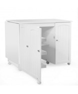 Folding Sewing Table Shelves Storage Cabinet Craft Cart with Wheels - €133,48 EUR