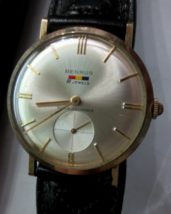 Vintage Benrus Mechanical 21 Jewels Watch Red Yellow Blue bars Working Gold Fill - £111.24 GBP