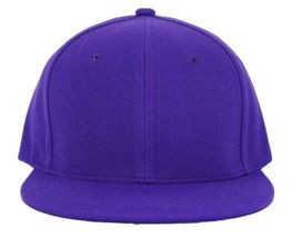 Purple Solid Snapback Hat Baseball Cap Flat Brim Adjustable Rear Plain - £16.09 GBP