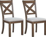 Brown Set Of 2 Modern Farmhouse Upholstered Dining Room Chairs By Signature - $197.98