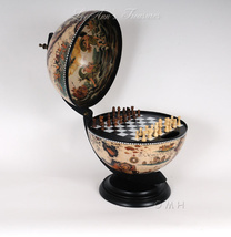 White Old World Globe with Chess Holder Nautical New - $198.71