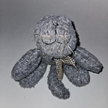 Handmade? Gray Kitty Cat Bean Bag Plush 9&quot; Stuffed Animal Toy Tan Bandana - £14.23 GBP