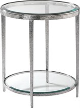 Side Table MAITLAND-SMITH JINX Round Nickel Glass Top and Shelf - $2,569.00