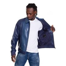 Vinci The Lopera Snake Navy Blue Leather Men Jacket image 2