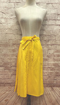 Vtg 70s Parsons Place Womens Yellow Wrap Skirt Patch Pockets A-Line Size 11/12 - £39.07 GBP