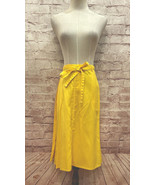 Vtg 70s Parsons Place Womens Yellow Wrap Skirt Patch Pockets A-Line Size... - £38.83 GBP