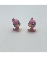 Littlest Pet Shop Two Cockatoo Bird Pink Green Dot Eyes - £8.64 GBP