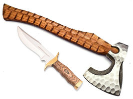 Handmade Tactical Bearded Viking Tomahawk Axe/Hatchet Carbon Steel 17 inch Sharp - £128.29 GBP
