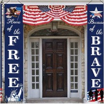 Liberty&#39;s Valor: Patriotic Soldier Porch Sign Banners - Celebrate HOME of the FR - £28.09 GBP