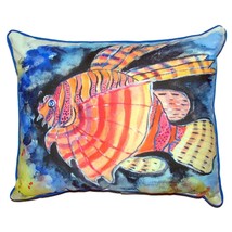 Pair of Betsy Drake Betsy&#39;s Lion Fish Outdoor Pillows 16 Inch x 20 Inch - £69.91 GBP