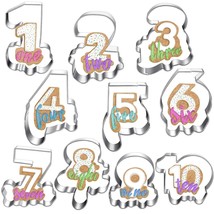 10 Pieces Numbers Cookie Cutters Number Shapes Vintage Cookie Cutter Birthday Nu - £15.81 GBP