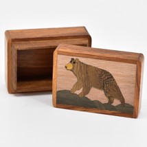 Northwoods Wooden Parquetry Black Bear Mini Trinket Box - £19.73 GBP
