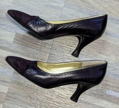 BRUNO MAGLI Heels Women&#39;s Size 7 Leather Burgundy Purple Made in Italy Italian - £34.48 GBP