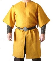 Medieval Peasant Tunic Yellow Renaissance Clothing Viking Garb Shirt Theater - £56.34 GBP+
