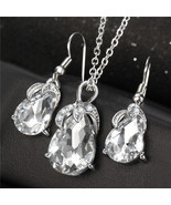 Crystal Water Drop Jewelry Set Brand Enamel Charm Statement Necklace Ear... - £8.71 GBP