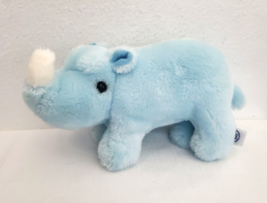 Jerry Elsner Pets Rhino Plush Stuffed Animal Blue White Horn Chime Rattle - £31.56 GBP