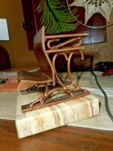 Vintage Mcm Single Curtis Jere Copper Onyx School Desk Sculpture Bookend 1972 - £37.12 GBP