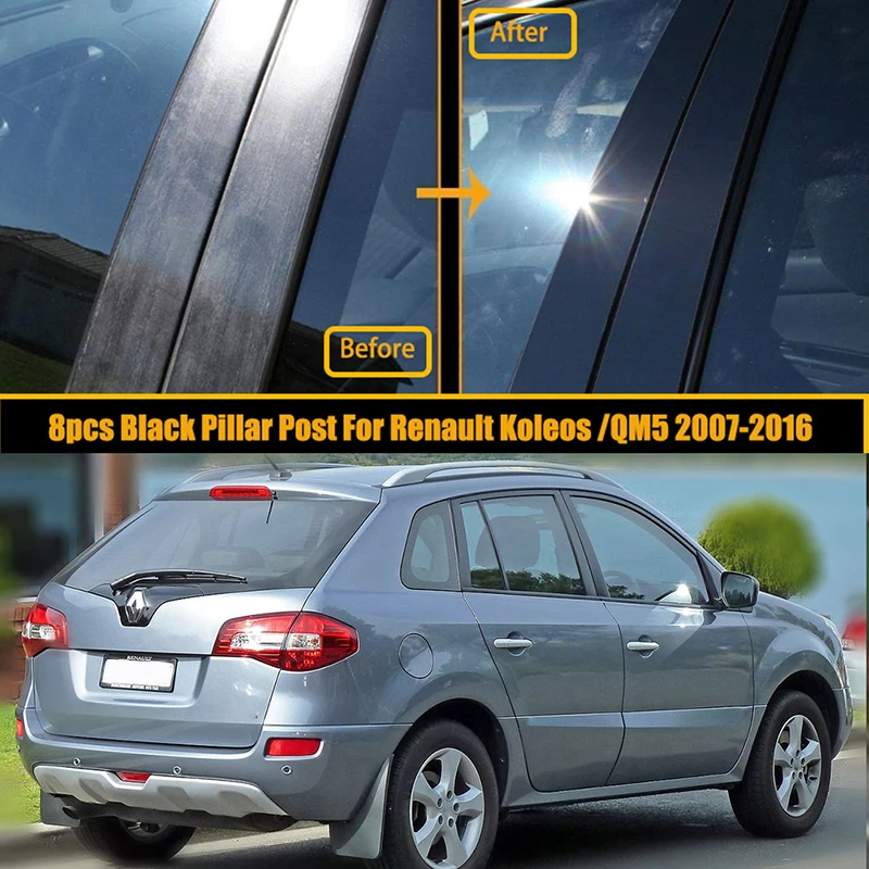 POSSBAY Glossy Piano Black Window Pillar Posts Trim Cover for Renault Koleos Q - £16.23 GBP