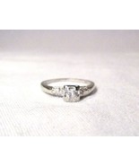 Vintage Antique 14K White Gold Ladies Diamond Wedding Ring Size 7.75 K095 - £280.10 GBP