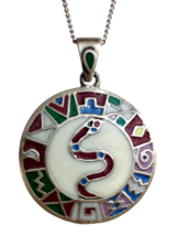 Aztec Snake Serpent Necklace Pendant Knowledge Talisman Enamel Serpiente Experto - £11.56 GBP