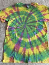 NEW Gildan Mens Womens Green Yellow Pink Spiral Tie Dye Short Sleeve Shi... - $20.83