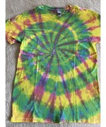 NEW Gildan Mens Womens Green Yellow Pink Spiral Tie Dye Short Sleeve Shi... - $28.54 CAD