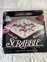 Deluxe Scrabble #4034 (1989) Mahogany Red Tiles w/ Rotating Turntable - $24.99