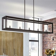 Anna 38.5&quot; 5-Light Oil Rubbed Bronze Metal/Glass LED Pendant - £110.78 GBP