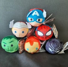 Disney Tsum Tsum Marvel Mini Plush Figures Set of 6 Spiderman Thor Iron Man - £11.70 GBP
