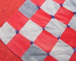 VTG Patchwork Denim Jean Comforter Quilt FULL 73”x 62” Blanket Red Blue ... - $35.64