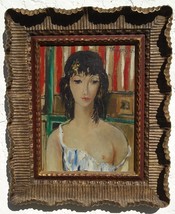 Model Baring Breast - Oil on Board by John Konstantin Hansegger 1950s - £1,198.20 GBP