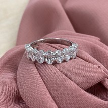 2.25 Ct Oval Cut Lab Grown Diamond Half Eternity Wedding Band Ring 14K Gold - £1,182.97 GBP+