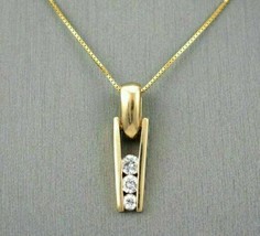 1Ct Three-Stone Moissanite Pendant 14k Yellow Gold Plated 18&quot; Necklace - $111.99 CAD