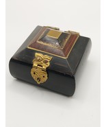 Vintage Wood Brass Inlay Trinket box, Purple Velvet Line Ring Box - $52.36 CAD