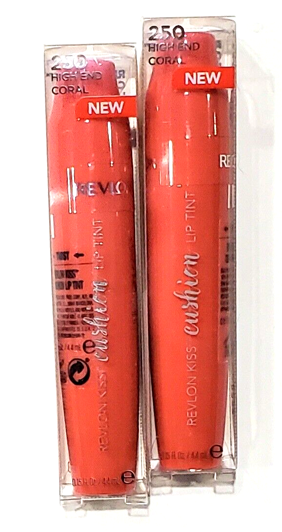 Primary image for 2 Tubes Revlon Kiss Cushion Lip Tint 250 High End Coral