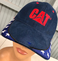 CAT Caterpillar Tractor Stars Stripes Patriotic Adjustable Baseball Hat Cap - £12.03 GBP