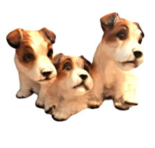 Fox Terrier Figurine Vintage Puppies Puppy  Dog Trio Porcelain Japan - £22.41 GBP