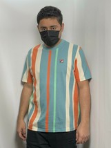 Men&#39;s Fila Turquoise | Cream | Orange Short Sleeve Tee Shirt - £15.79 GBP