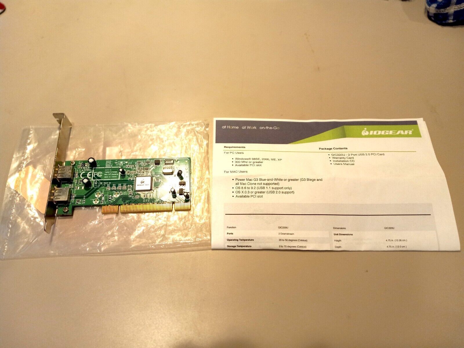 ioGear 2-Port USB 2.0 PCI Card GIC220U for Apple Power Mac & Mac Clones - $9.95