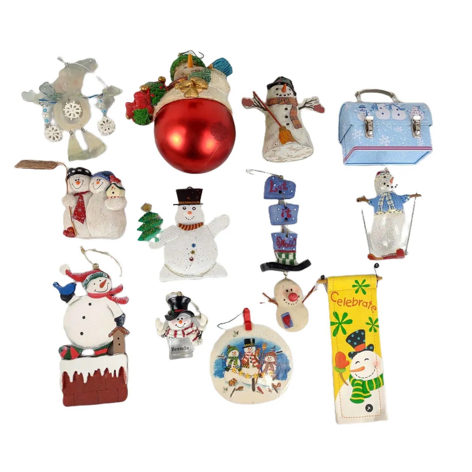 Set of 12 Snowman Christmas Winter Ornaments, Vintage Hallmark Princess House+ - £19.02 GBP