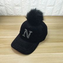 Remove Furball Cap Autumn Winter Rhinestone N Shape Warm Hat Mink Fur Ca... - £10.60 GBP