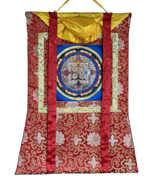 HAND-PAINTED KALACHAKRA MANDALA TIBETAN THANGKA/THANKA PAINTING WITH SIL... - $126.67