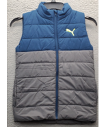PUMA Puffer Vest Youth M Multi Packable Down Embroidered Logo Elastic He... - $29.17 CAD