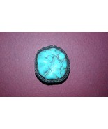 Victorian era turquoise and solid sterling silver clip on brooch antique... - $1,971.60 MXN