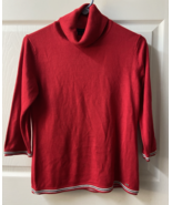 Tommy Hilfiger Turtleneck Sweater womens small Petite Red Ringer 3/4 Sle... - $19.79