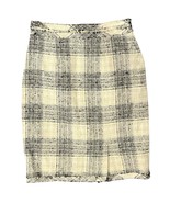 The Fold London Black Beige Tweed Plaid Midi Fringe Pencil Skirt Sz 8 US... - $89.94