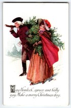 Christmas Postcard Fairman Pink Of Perfection Hemlock Spruce Holly Gay 1915 - £10.43 GBP