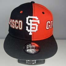 Men&#39;s San Francisco Giants New Era Black/Orange Team Split 9FIFTY Snapback Hat - £21.35 GBP