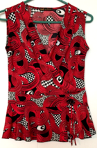 X&amp;C Sister Fashion blouse size M women sleeveless v-neckline, red - $7.87
