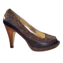 Banana Republic Leather Tweed Brown Peep Toe Heels Women&#39;s Size 8 - £24.15 GBP
